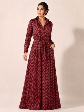 SAL ROSA PRINTED PINK BROWN SHIMMER PALAZZO PANTS TOP FALL MAXI OUTFIT SET L